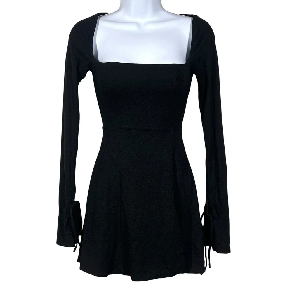 oh polly square neck long sleeve mini dress Long Sleeve Embellished Cowl Neck Mini Dress in White - 2 / Regular